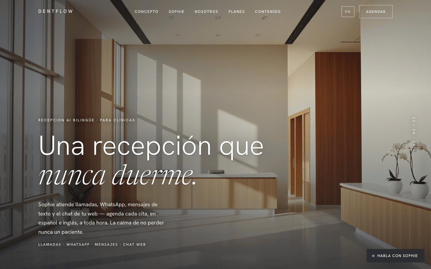 Portada del sitio de DentFlow en español